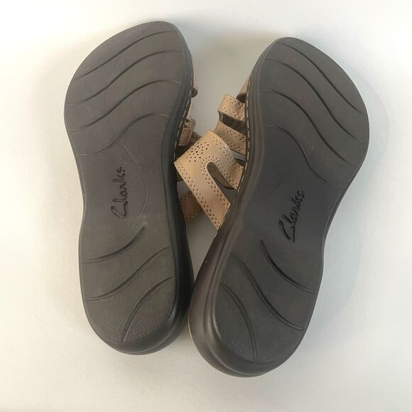 Clarks Ultimate ComfortCollection Tan Leather Slide Adjustable Sandals US 9.5 - Picture 3 of 10